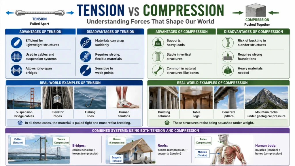Advantages and Disadvantages of Tension vs Compression