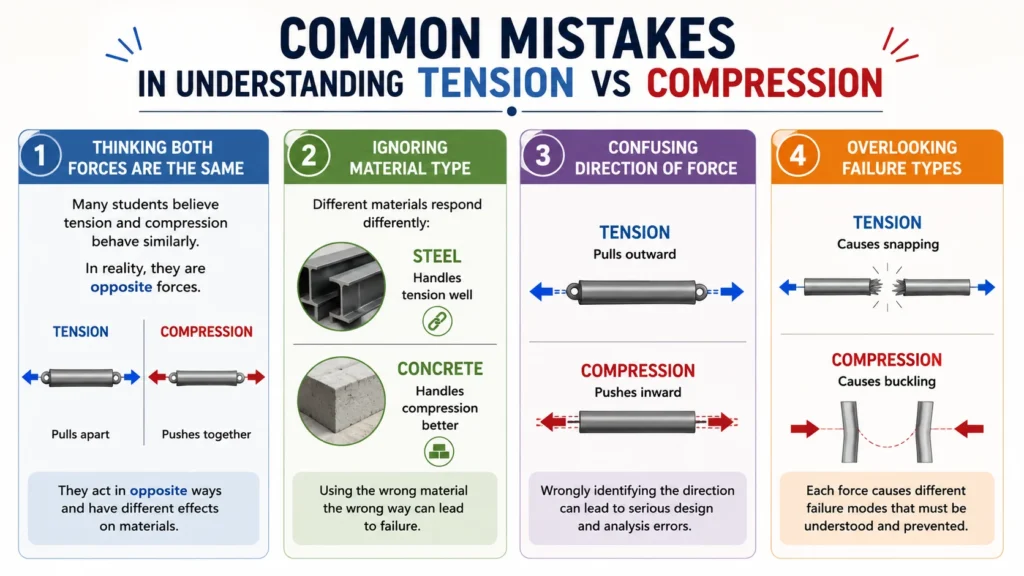 Common Mistakes in Understanding Tension vs Compression
