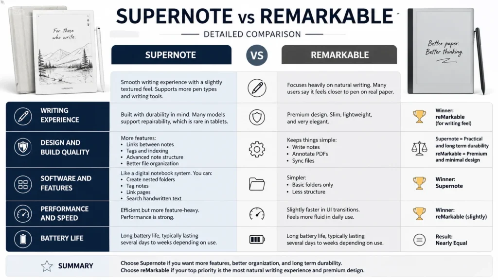 Detailed Supernote vs reMarkable Comparison