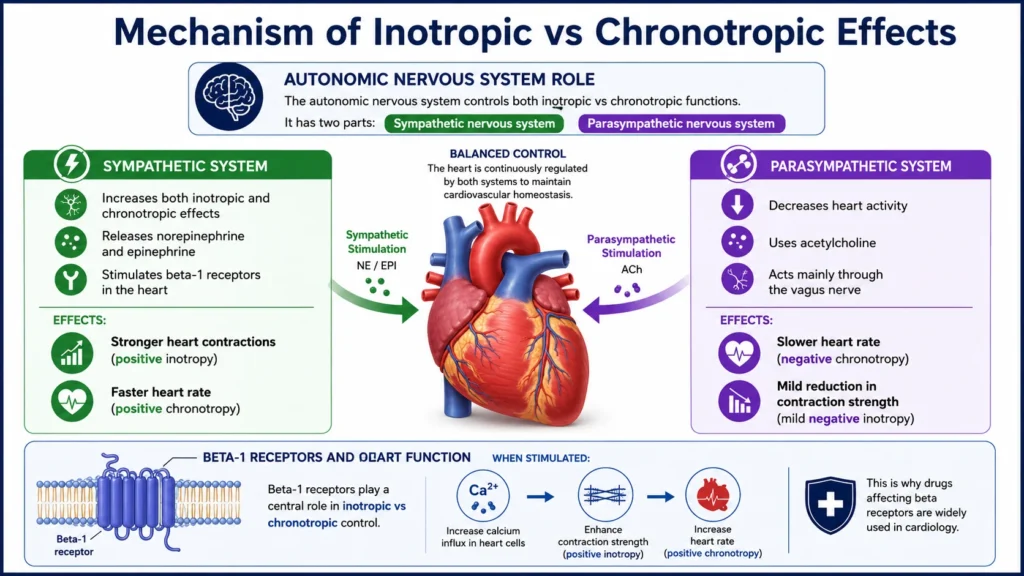 Mechanism of Inotropic vs Chronotropic Effects