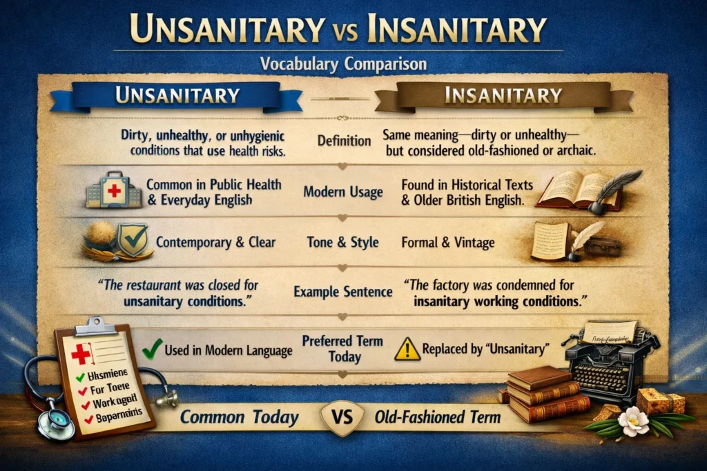 Main Difference Between Insanitary or Unsanitary