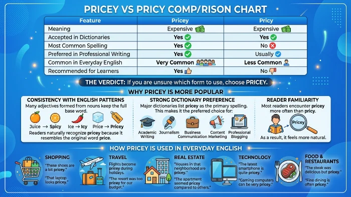 Pricey vs Pricy Comparison Table
