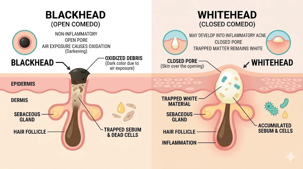 blackheads vs whiteheads