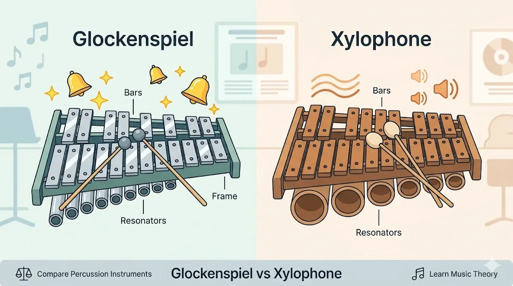 glockenspiel vs xylophone