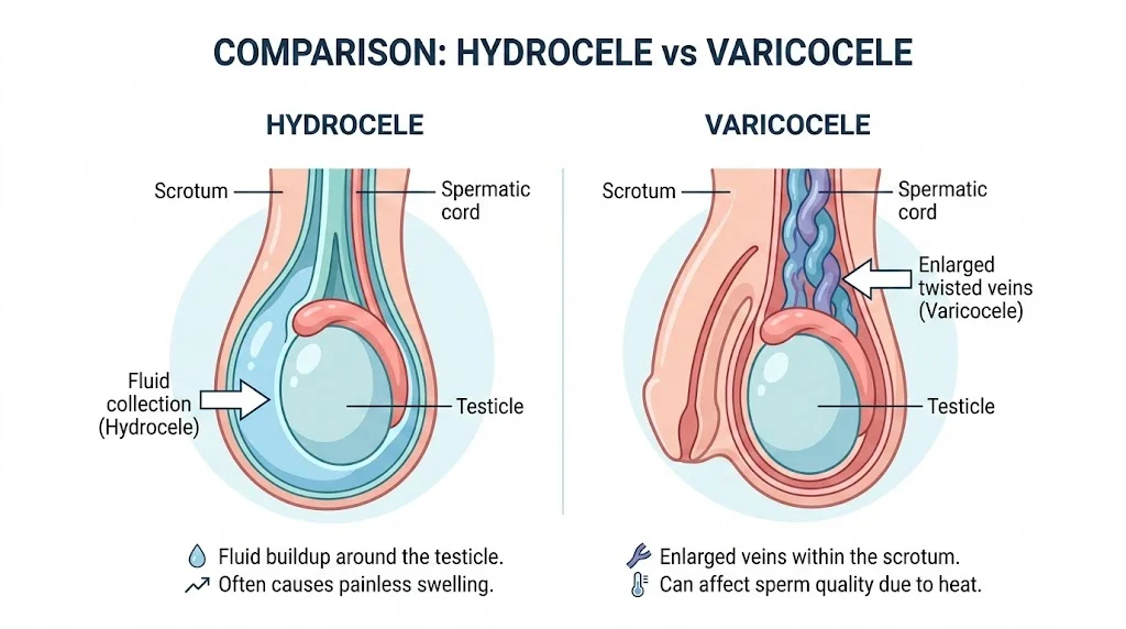 hydrocele vs varicocele