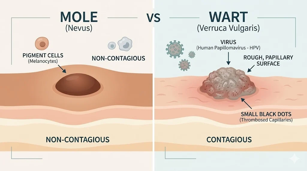mole vs wart