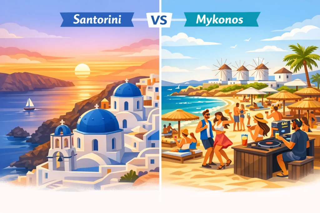 santorini vs mykonos