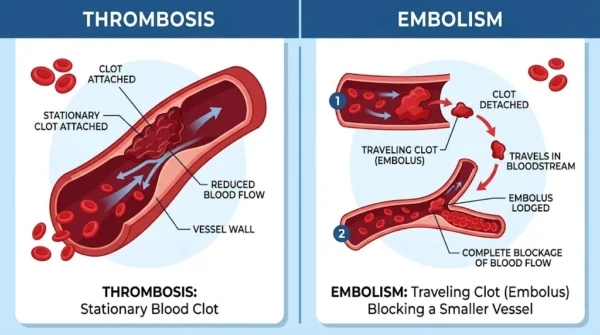 embolism vs thrombosis
