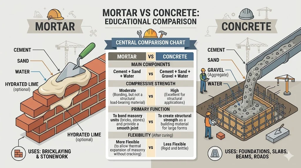 mortar vs concrete