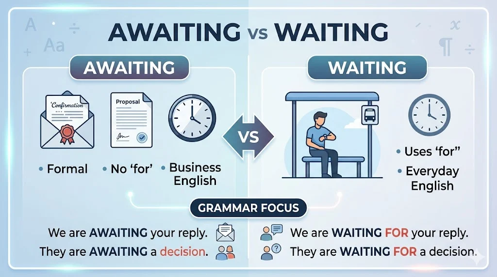 awaiting vs waiting