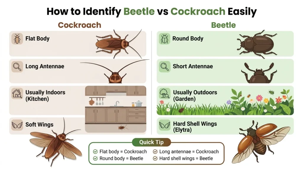 How to Identify Beetle vs Cockroach Easily