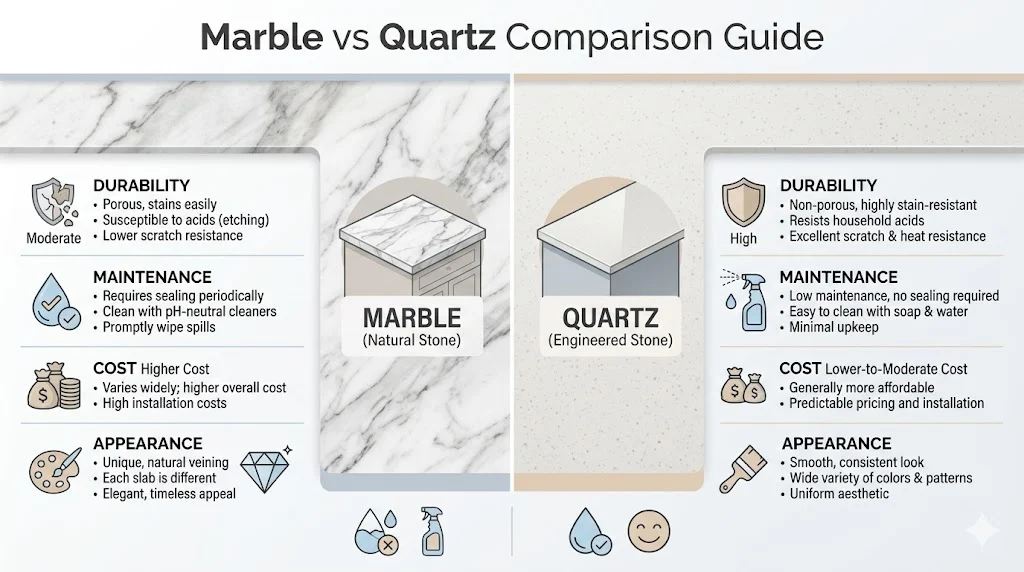 marble vs quartz