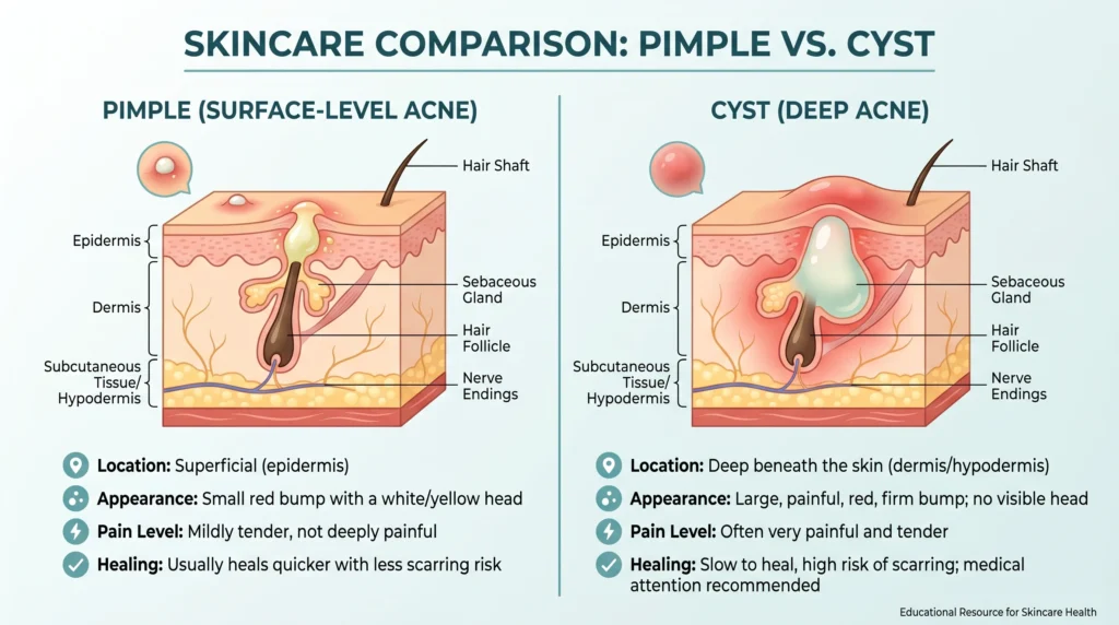 pimple or cyst