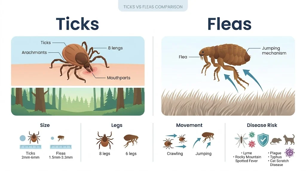 ticks vs fleas