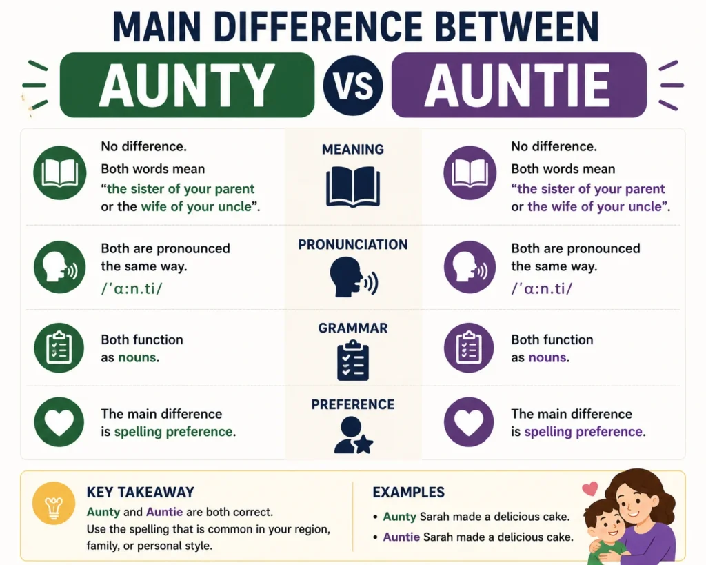 Main Difference Between Aunty and Auntie