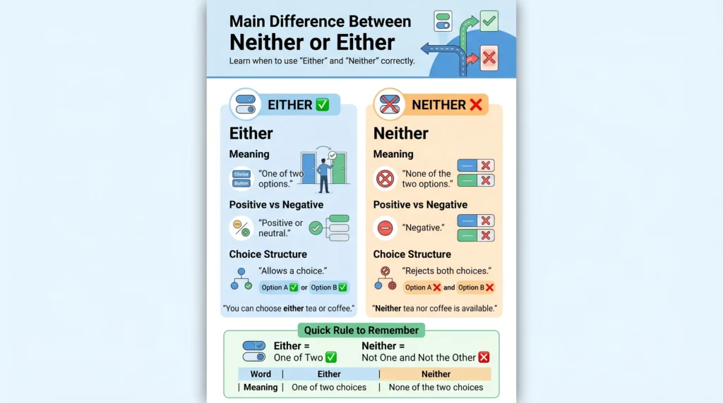 Main Difference Between Neither or Either