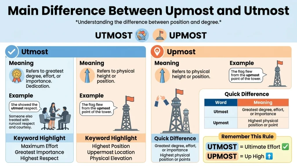 Main Difference Between Upmost and Utmost