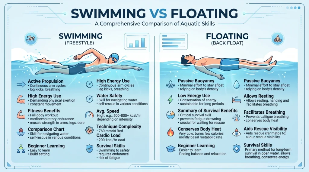 swimming or floating