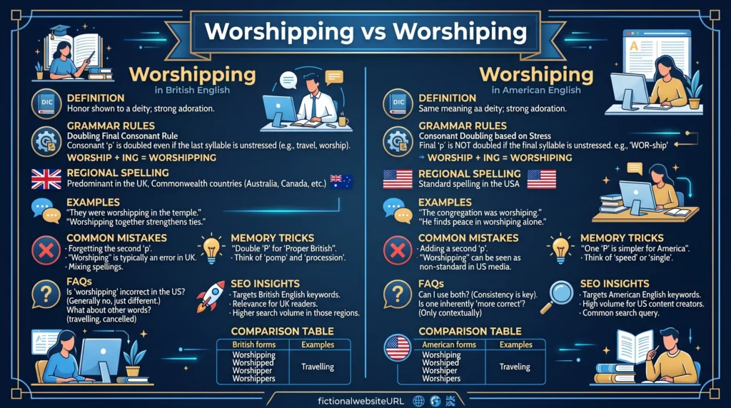worshipping or worshiping