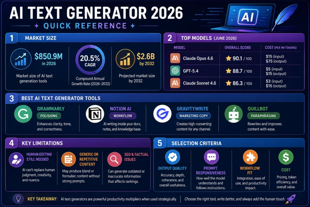 AI Text Generator 2026 | Market Growth, Top Models and Best Tools Compared